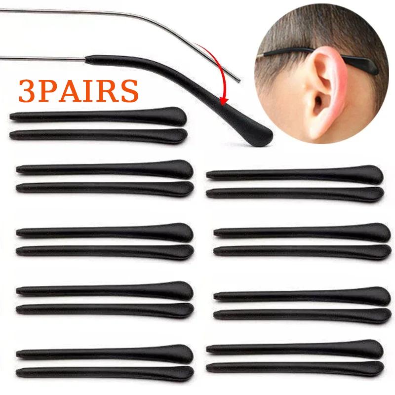3 Pairs/Set Silicone Non-Slip Glasses Leg Covers Non-Slip Ear Hook Bracket Sunglasses Glasses Leg Temple Covers Earmuffs