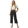 Women’s Wide Leg Cropped Pants High Waist Linen Blend Trousers with Side Pockets Relaxed Fit for Everyday Wear