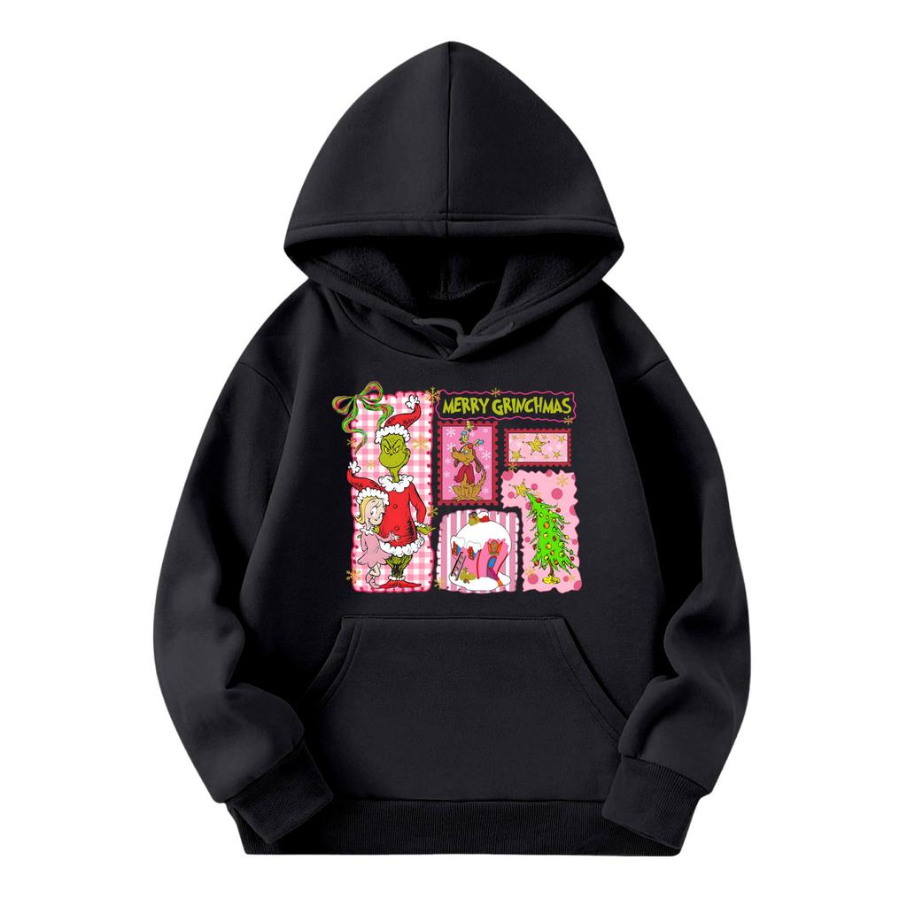 Child Fashion Lightweight Long Sleeve Pullover With Pockets  Print Hoodie