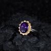 Earrings Color Treasure Ring S925 Sterling Silver Inlaid Natural Amethyst Ring Female Flower Design