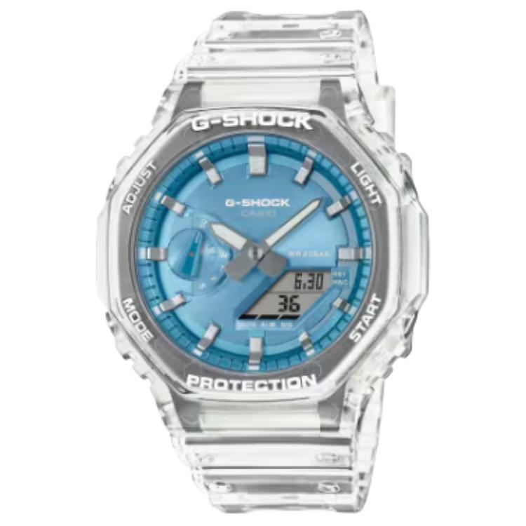 CASIO 2100 Quartz Movement Resin Strap Watch Unisex Blue Dial GA-2100BM-7A2 Blue Dial