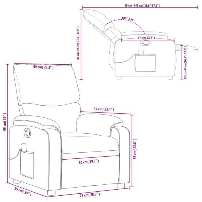 VidaXL Reclining Massage Armchair, Relaxation Chair with Footrest, Seat with Backrest and Armrests Living Room, 373428