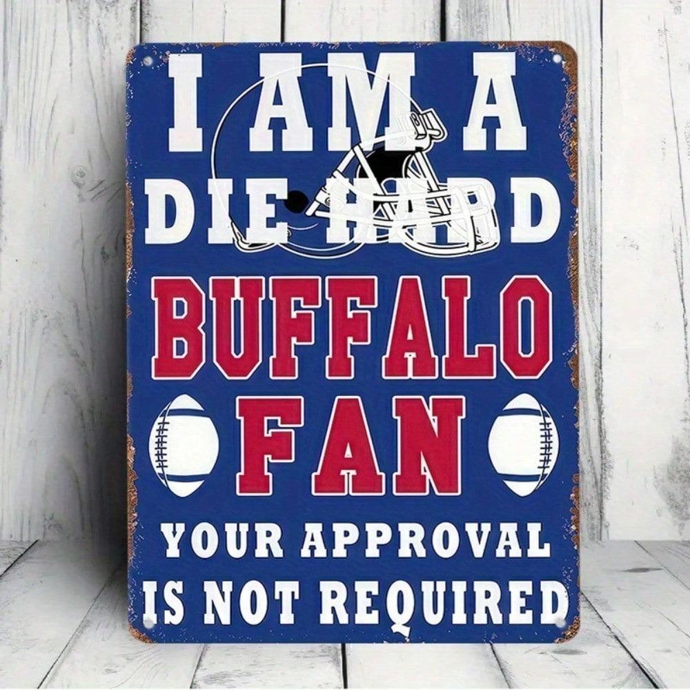 Buffalo Fan Sports Decor Metal Tin Sign Man Cave Football Art Office Bar Wall
