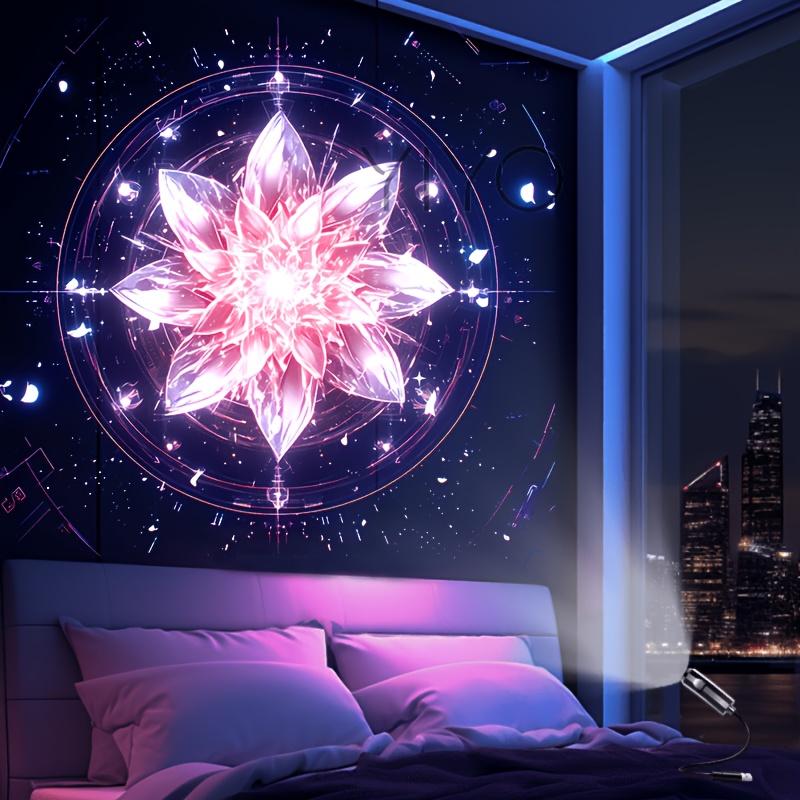 Dreamy Starry Sky Mandala Decorative Led Projection Lamp With 3/6 Pcs Projection Patterns Ceiling Decorative Night Light