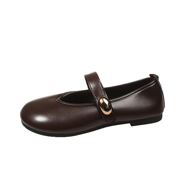 

Retro shallow single shoes women s spring new French evening shoes gentle flat Mary Jane shoes women 40 темно-коричневого кольору
