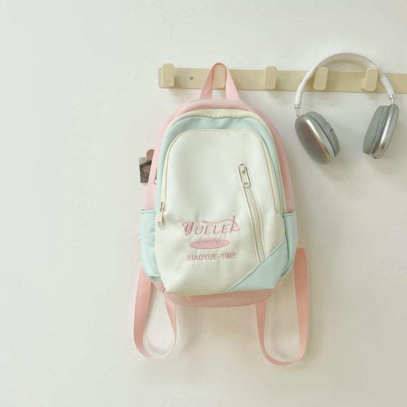 Schoolbag for Female High School Students  American Retro Large-capacity Backpack  Trendy Letter Embroidered New Backpack for College Students