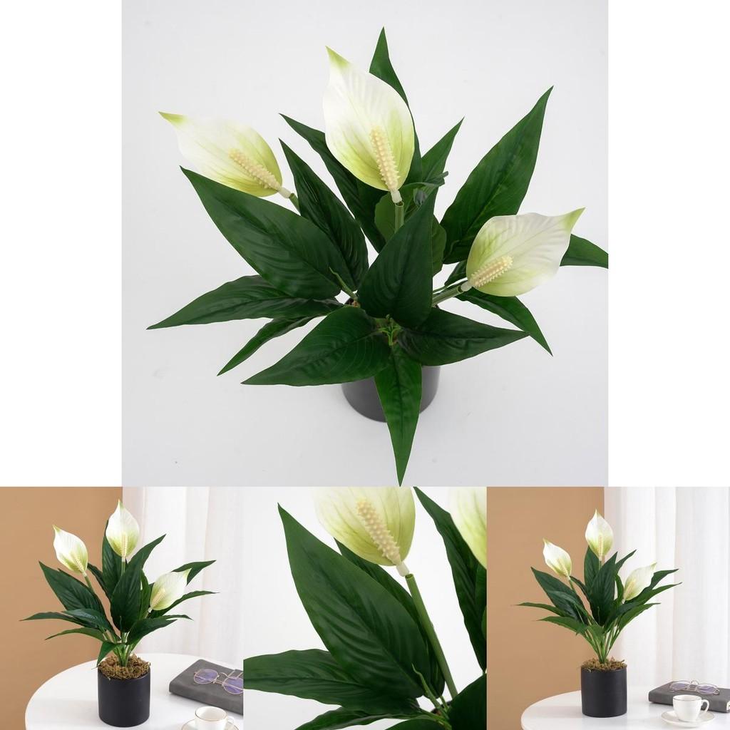 Silk Plant Spathiphyllum Artificial Flower Decor For Home Office Gift