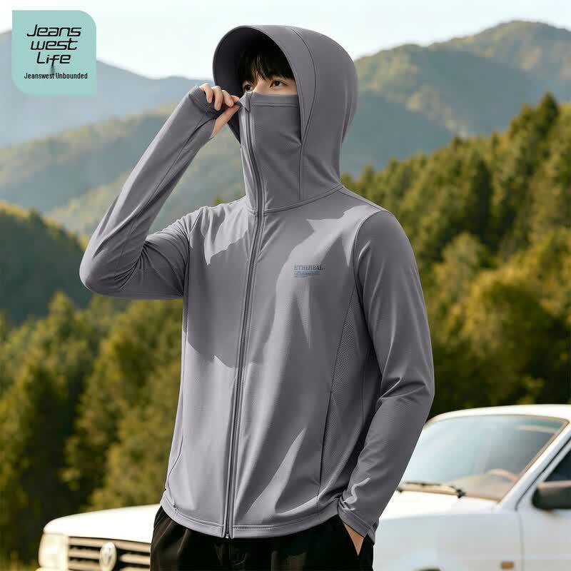JEANSWEST LIFE Men s Hooded Ice Silk Sun Protection Jacket 3XL