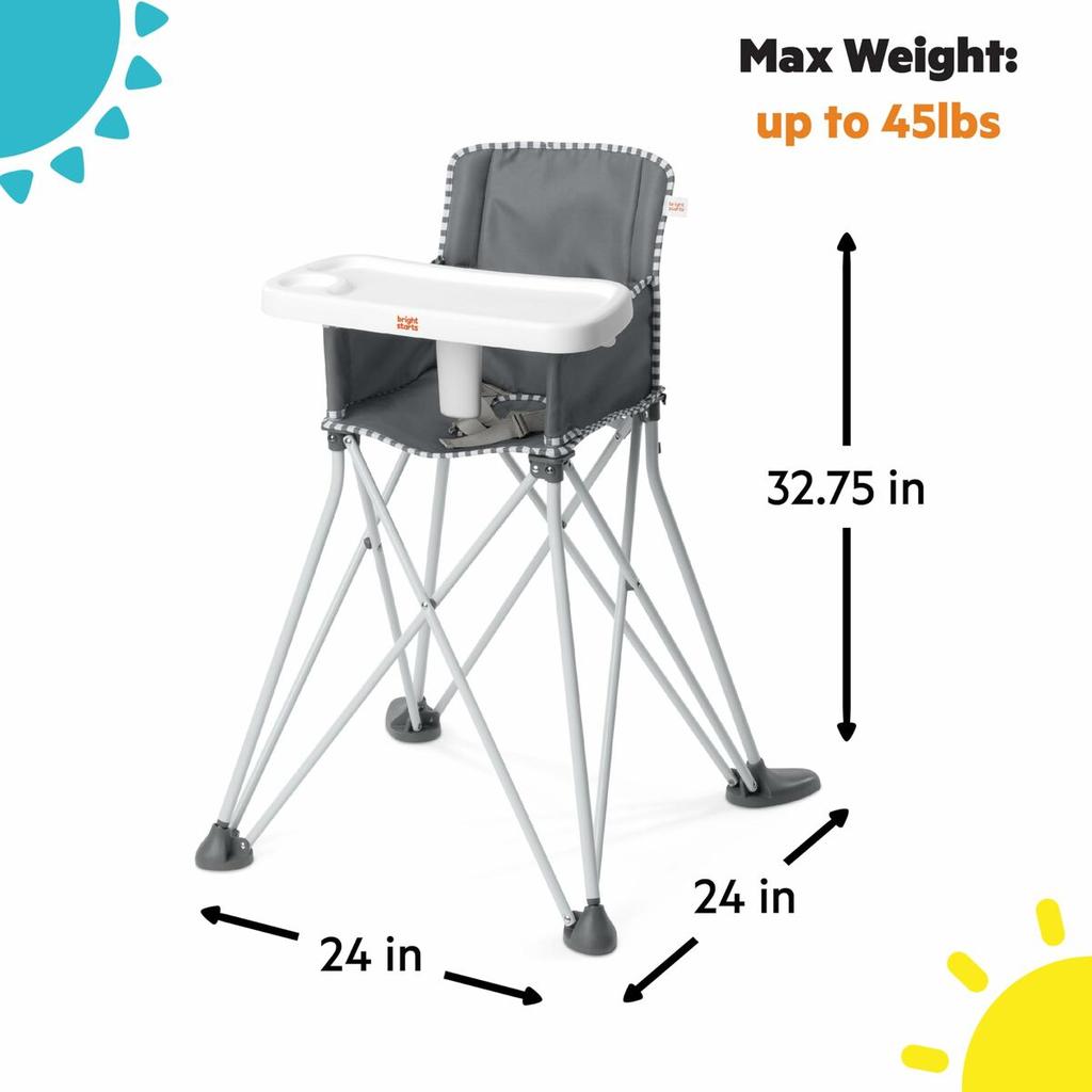 Highchair Bright Starts Pop N Dine Grey