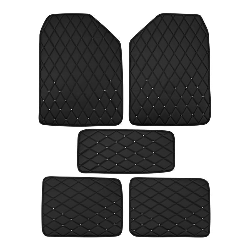 Crown Rivet Universal Car Leather Foot Mats Protector Anti Slip Foot Pad Auto Floor Mats Fit for All Car Model Accessories