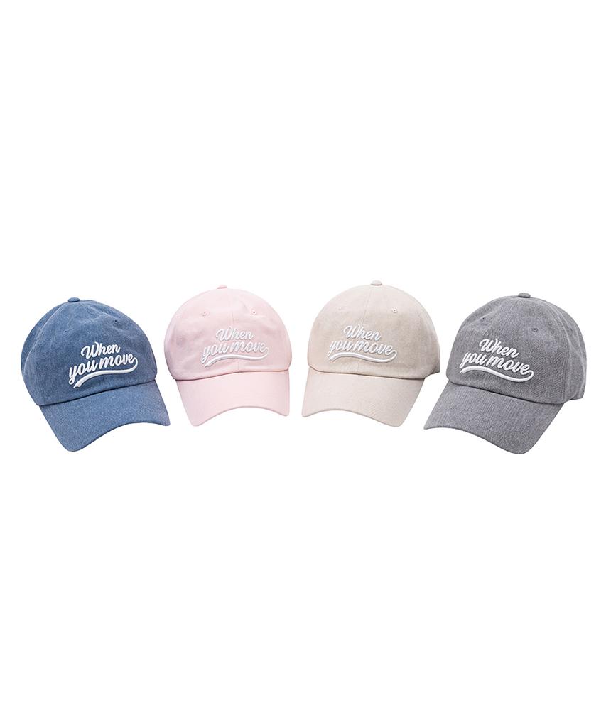 WHEN YOU MOVE Pigment Tail Logo Ball Cap Denim Pink