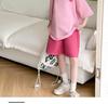 Summer 2026 Girls' Cartoon Print Two-Piece Set: Casual Loose T-Shirt and Shorts