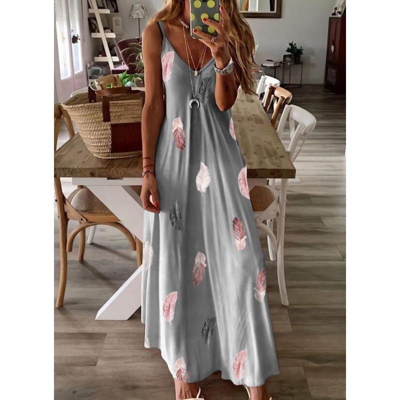 Mode Ärmellos Federdruck Tiefer V-Ausschnitt Trägerkleid Slim Fit Elegant Locker Damen Sommer A-Linie Partykleider Lässig Schlicht Damenbekleidung