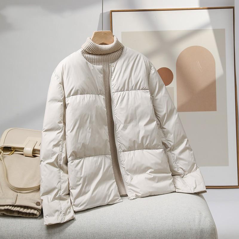Women's autumn and winter new collarless liner with coat light down jacket women's short slim and thin coat