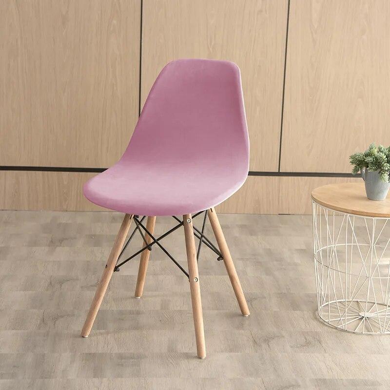 Velvet Fabric Shell Chair Cover Stretch Dining Seat Covers Slipcover Furniture Protector Hotel Home Office Living Room Removable