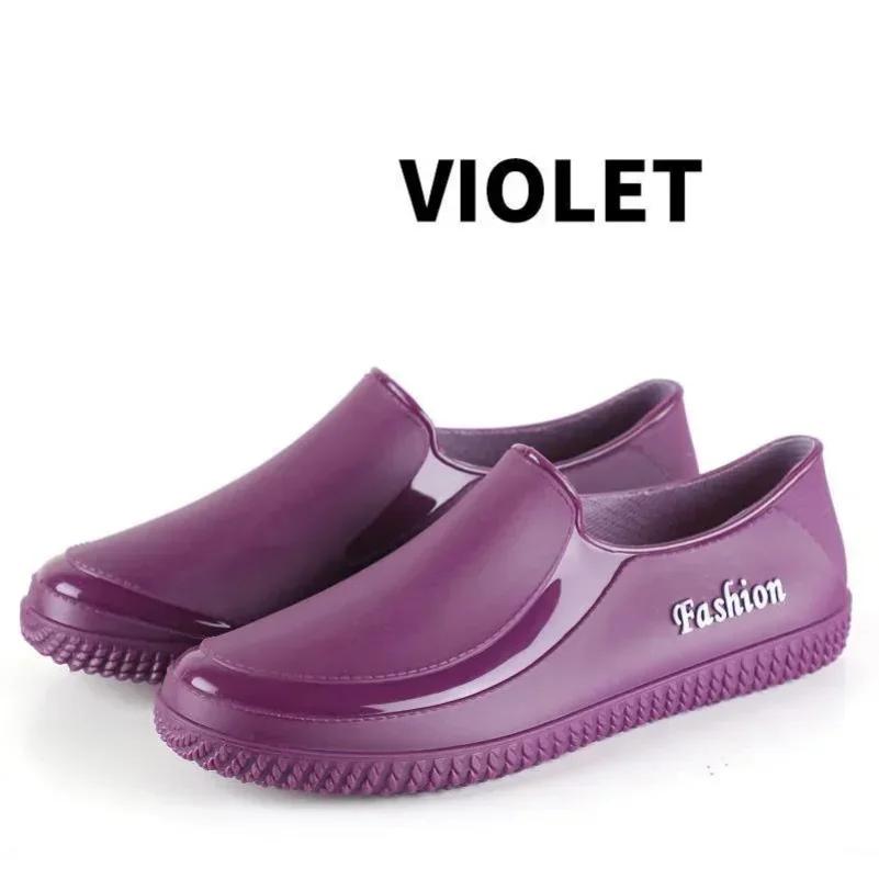

Fashion Comemore Women Outer Wear Waterproof Non-slip Low-top Short Water Shoes Wear-resistant Rubber Casual Kitchen Shallow Rain Boots size small фиолетовый