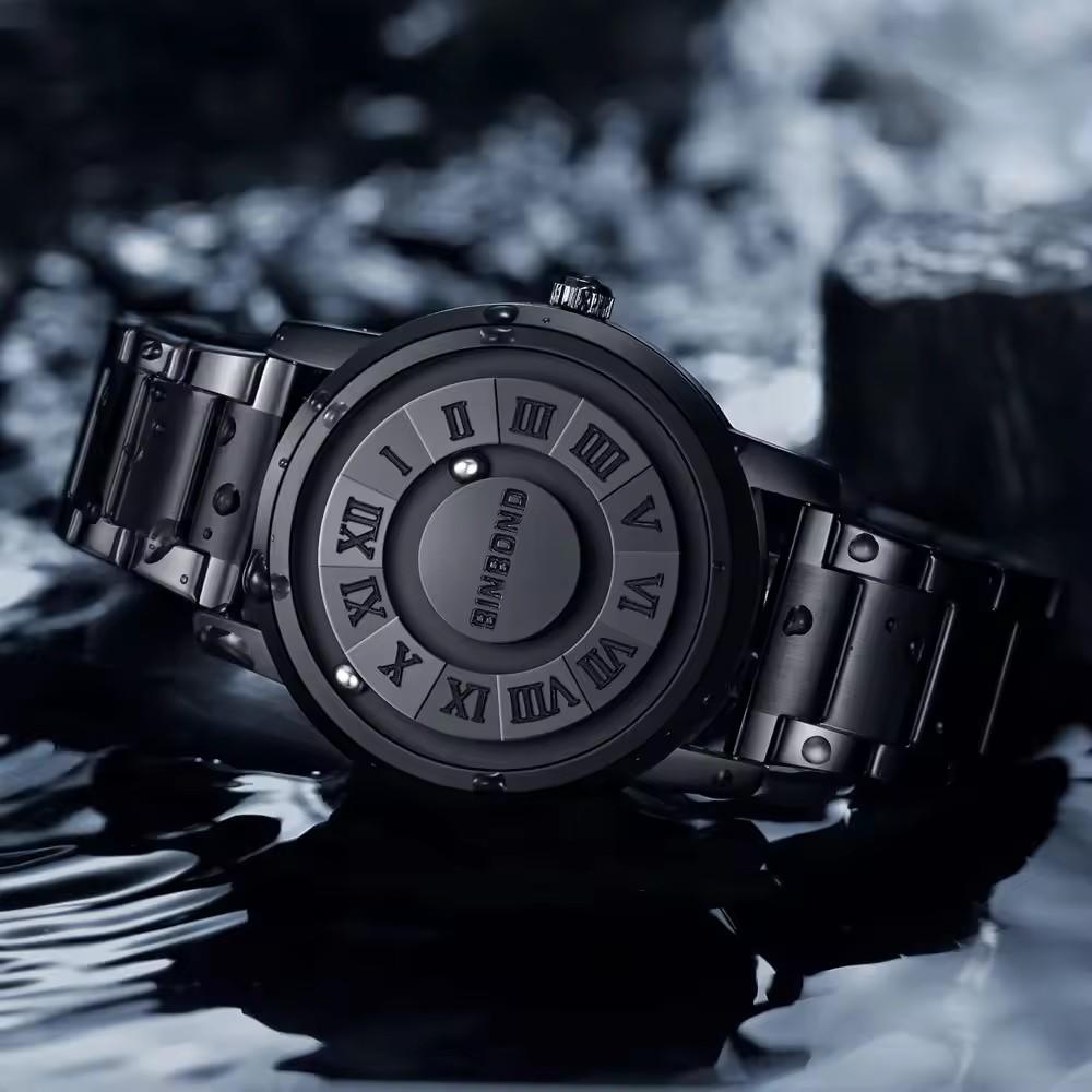 Binbond 234 B234 Herren Kreatives Scrolling Zeiger Design Uhr 30M Wasserdicht Edelstahl Armband Herren Quarzwerk Uhren
