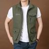 Spring New Coat Men's Thin Vest Multi-pocket Stand Collar Fishing Casual Vest Vest Large Size