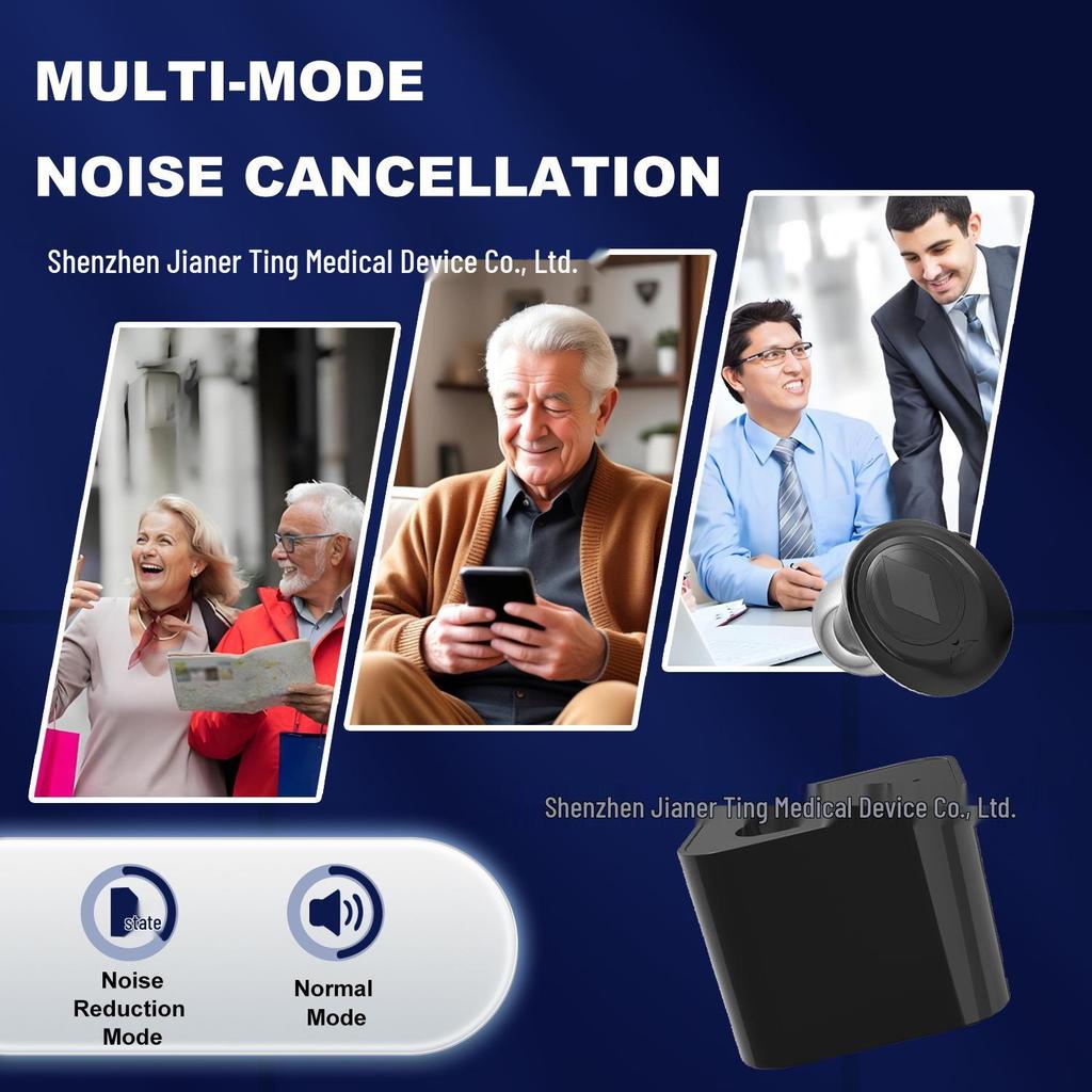 Rechargeable Invisible In-Ear Hearing Aid for Seniors with Noise Reduction and Clear Sound