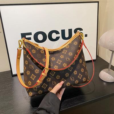 Bolsa tote feminina estampada retrô com textura premium, nova bolsa de mão moderna versátil de ombro único, bolsa mensageiro feminina