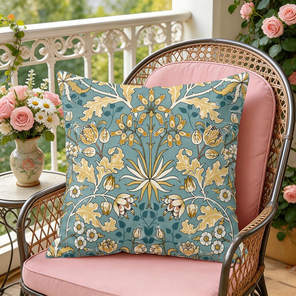 Victorian Botanical Cushion Cover Silky Short Plush Invisible Zipper Dustproof Sofa Pillow Case For Home Decor