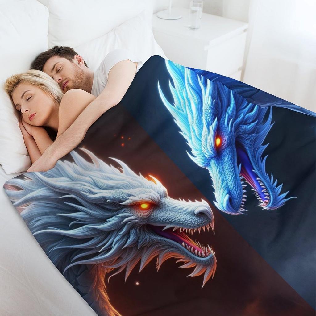 Flaneldecke mit Drachenmuster – Superweiche leichte Decke – Lebendige gemütliche Wärme – Perfekt für Sofa Bett Dekoration