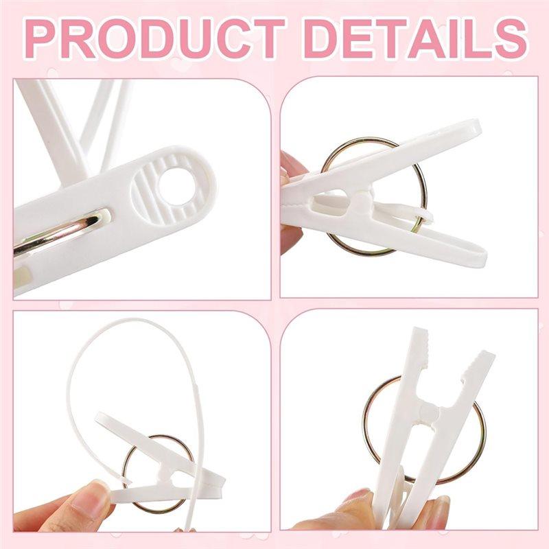 A34R Hanging Clips Bulk 60-Pack Multi-Purpose Laundry Hooks With Plastic Rope Hangers For Baby Clothes Closet Organizers