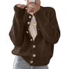 Women's Long Sleeve Button Front Round Neck Knit Cardigan for Casual Everyday Wear