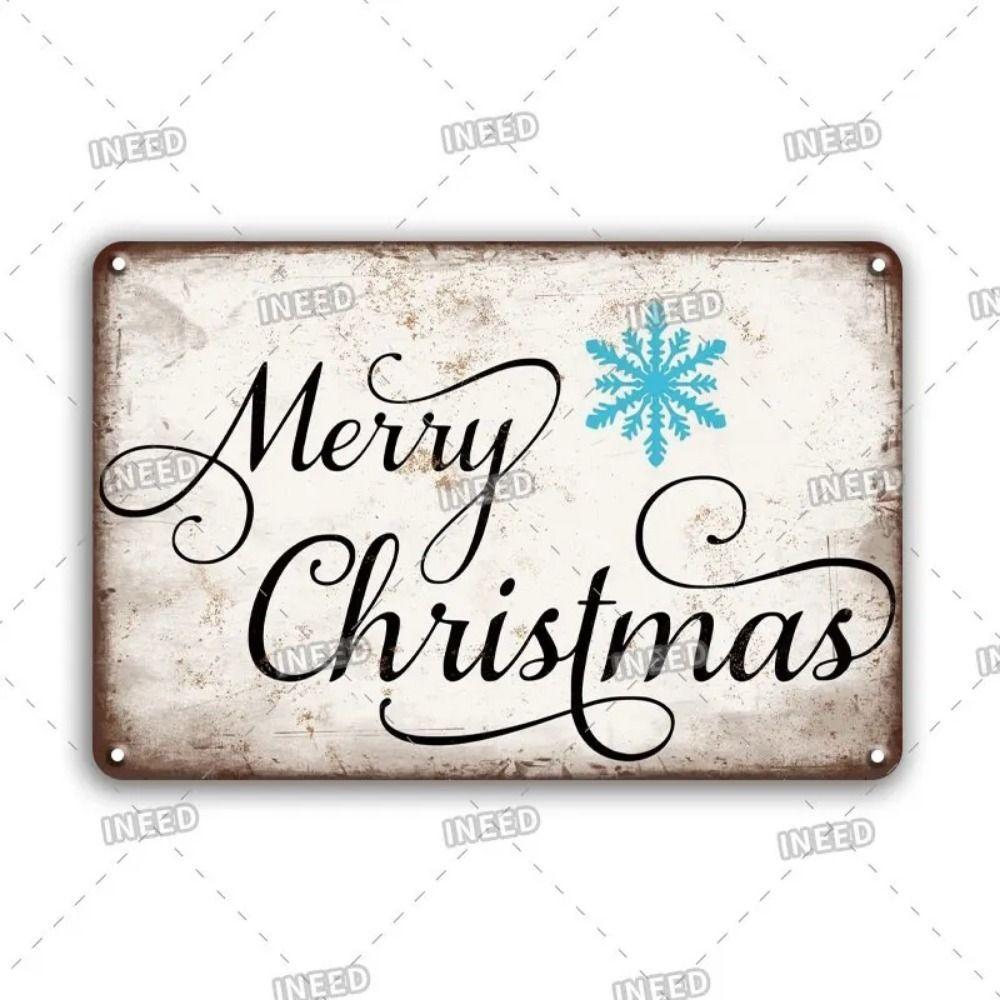 Vintage Christmas Metal Tin Sign Home Festive Wall Decor