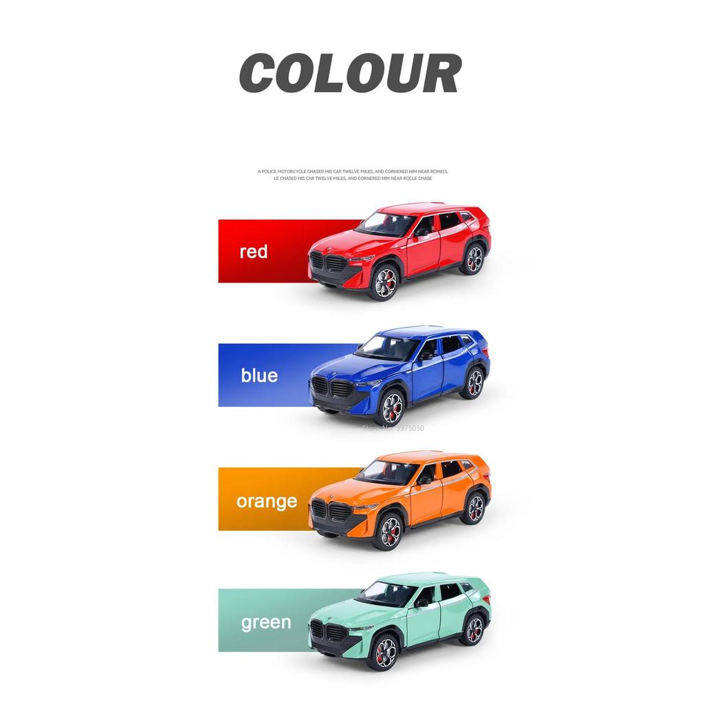 1/24 Scale BMW XM SUV Alloy Diecast Car Model Toy Simulation Off-Road Vehicles with Sound Light Spray Collection Toys for Kids Gifts