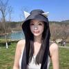 2025 little devil strap quick drying sun protection visor women's headscarf hat cute cat ears fisherman hat