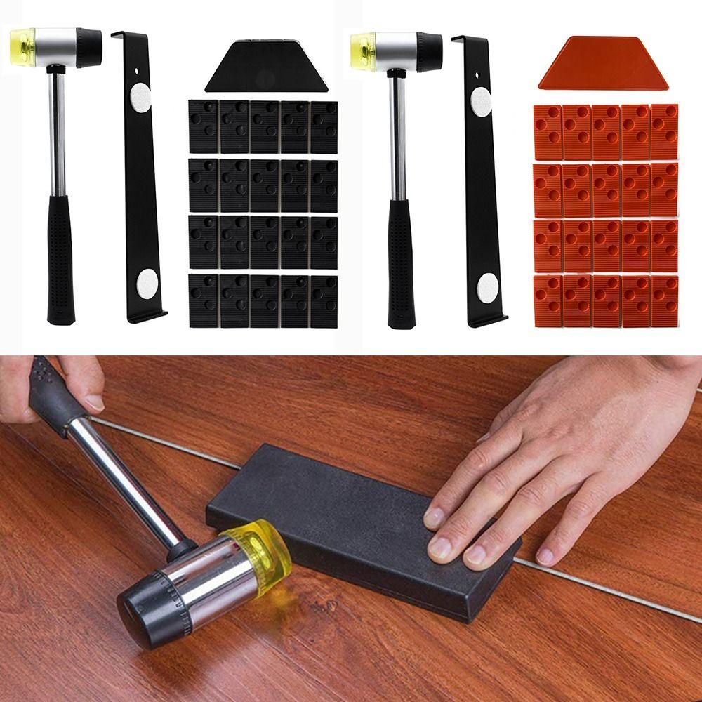 23PCS Black Orange Laminate Wood Flooring Installation Kit Wedge and Bar Double Headed Mallet Wood Laminate Tool Quickly Install