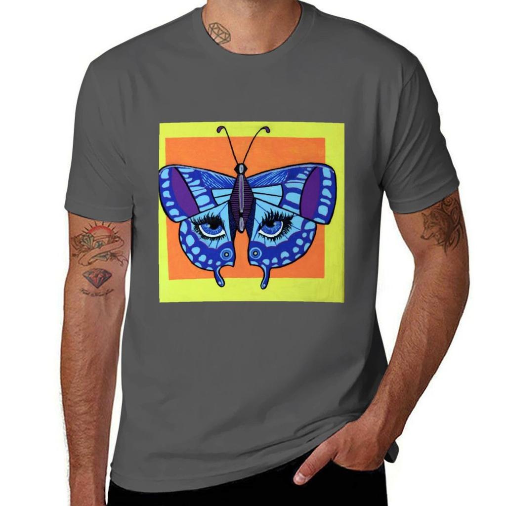 Blue Butterfly Tshirt Outdoor Work Short Sleeve Top Tshirt