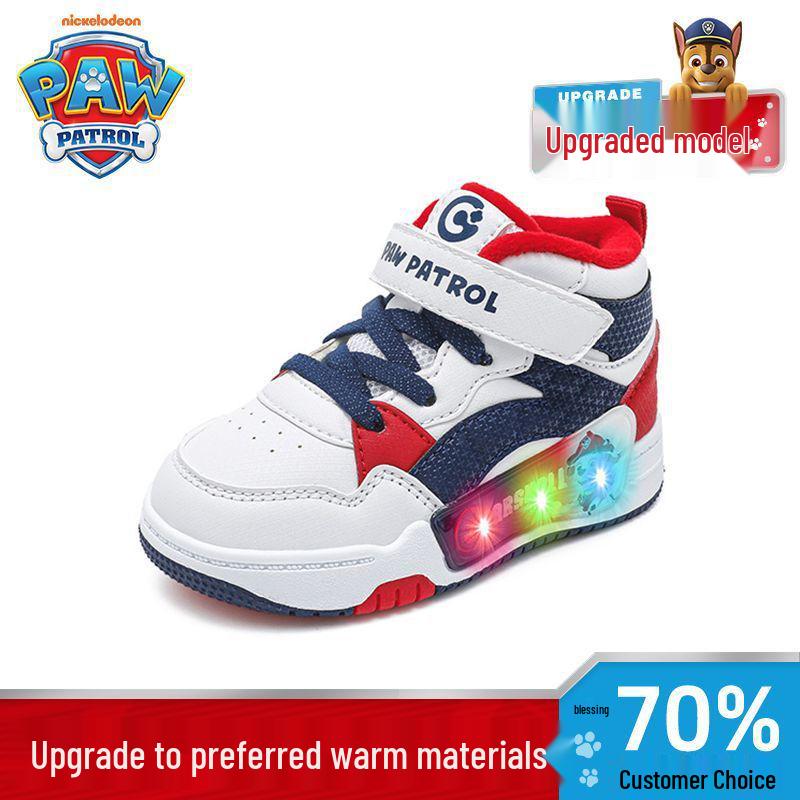 

Paw Patrol Kids Warm High-Top Shoes with Flashing Lights - Winter 2025 Trendy Velvet-Lined Sneakers Size 23 (13.7-14.2 cm)
