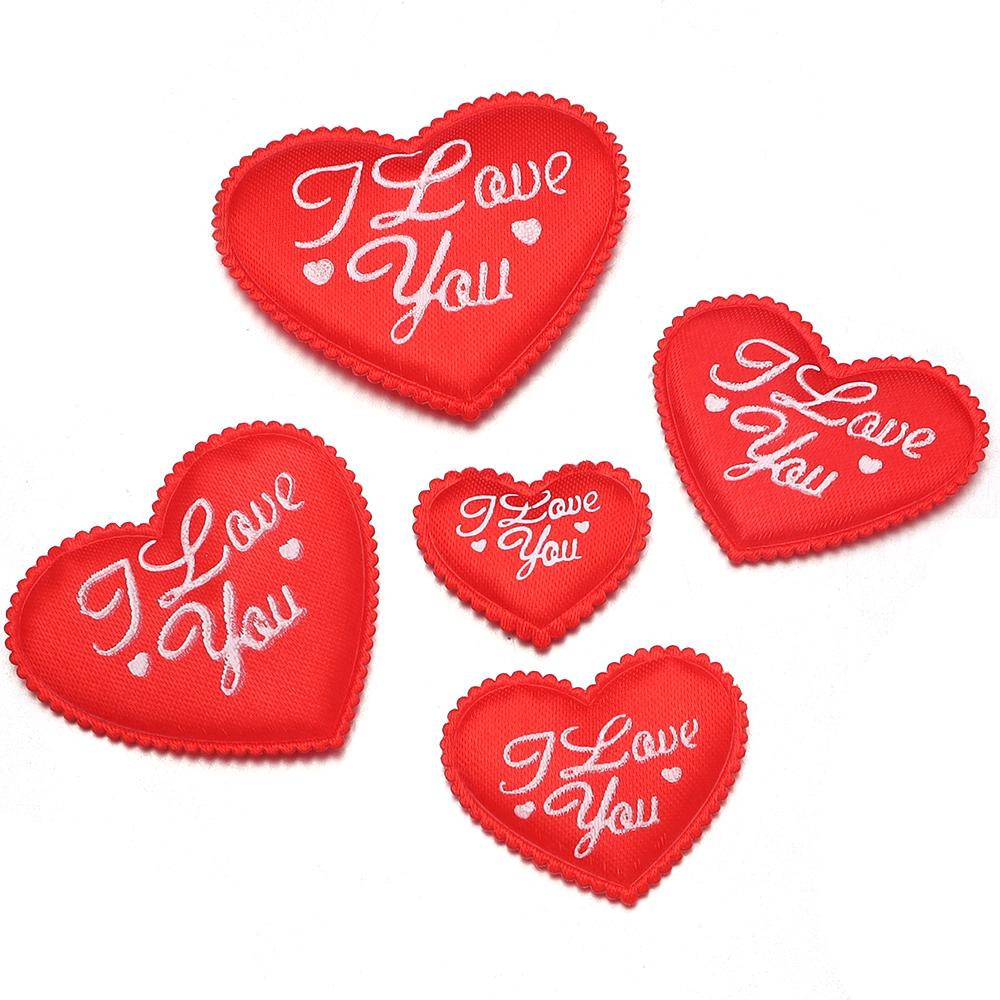 30-50pcs Printed I Love You Heart Patches Sponge Satin Fabric Heart Petals Confetti For Wedding Party Valentine's Day Decoration