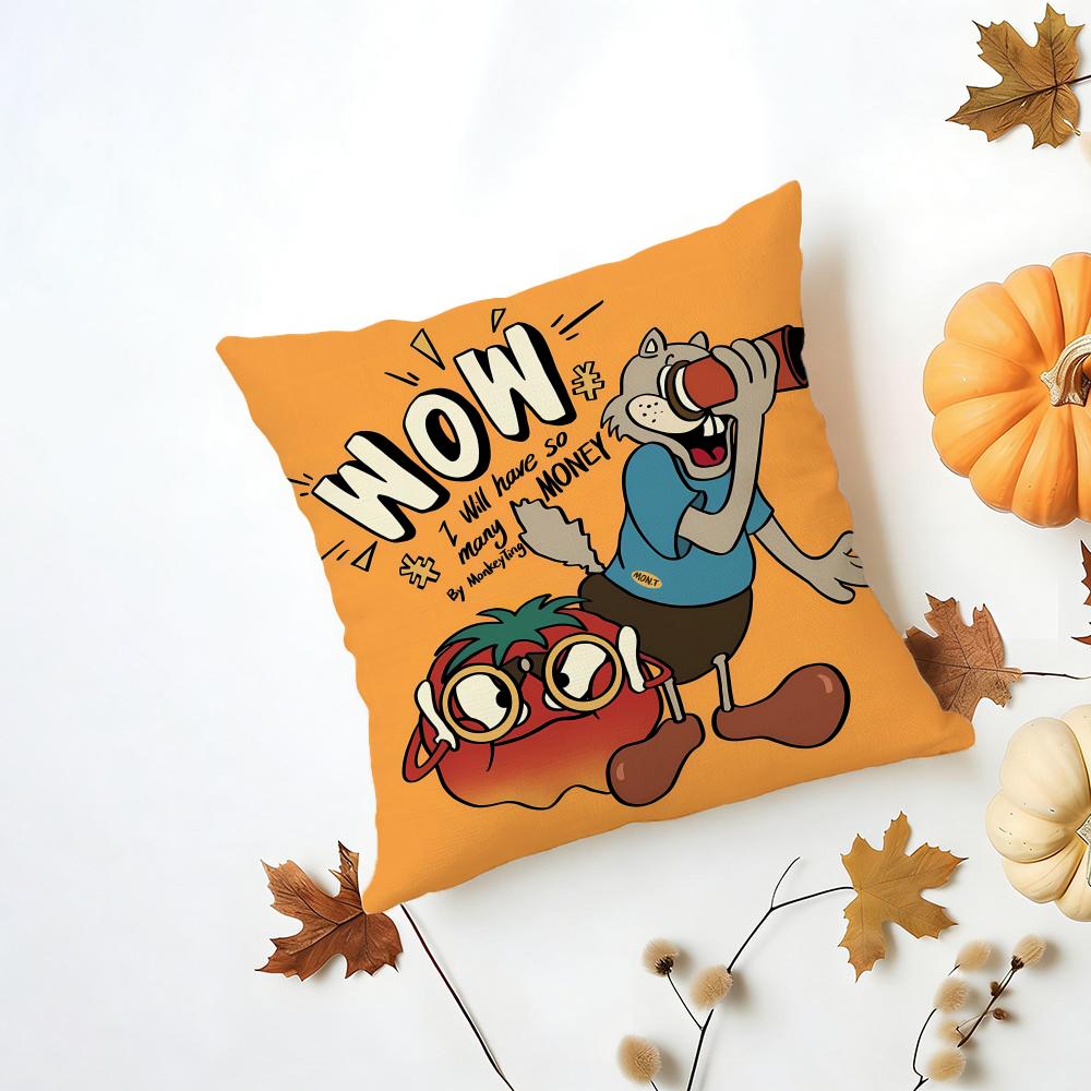 Angry TTomato anime Cushion Cover Iceland Washable Linen Soft for Daily Sofa Bed Home Room Decor