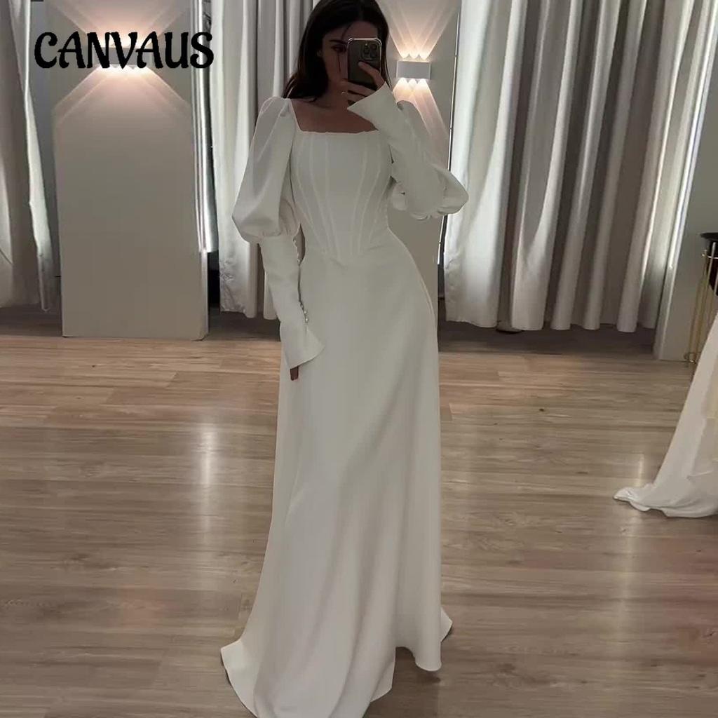 Frühling und Herbst Damen Kleid Einfarbig Temperament Elegante Lange Ärmel Taillierte Square Neck Mid-Länge Kleider