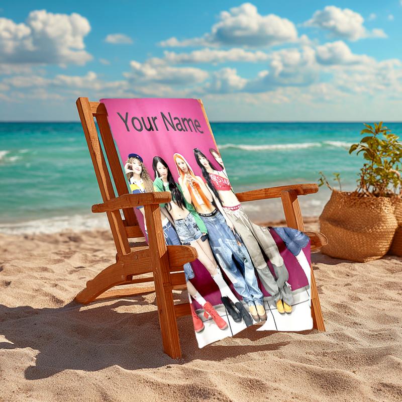 Personalized customized proof beach towel with (G)I-DLE pattern - soft, absorbent, quick-drying, perfect swimming, camping&bathing