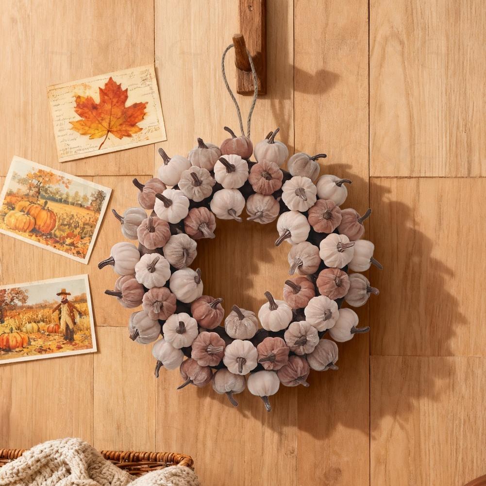 1PCS Fall Pumpkin Wreath Charming 17.72 Fall Pumpkin Wreath For Cozy Thanksgiving Home Decor Christmas Festive DIY Decorations