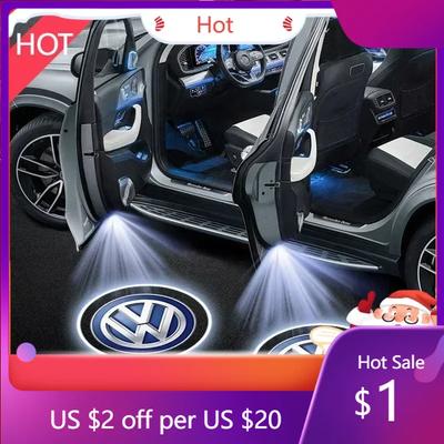 Neue 2 Stück Auto HD Projektorlampe Auto Tür Kabelloses Willkommenslicht LED Dekoration für VW Volkswagen Golf Polo Passat Touran Auto