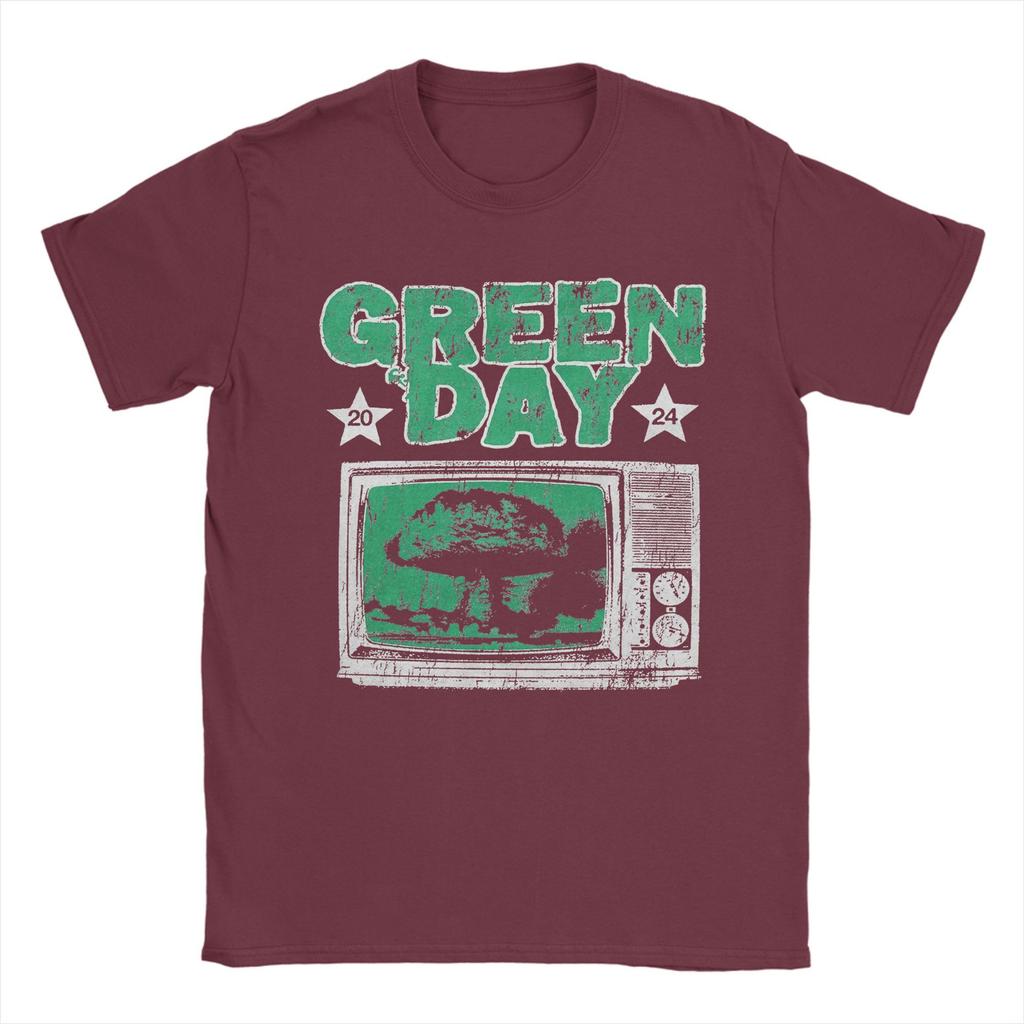 Green Day Band T-Shirts for Men  Novelty Cotton Tee Shirt Round Collar Short Sleeve T Shirt Plus Size Tops
