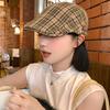 Retro, Japanese, Beret, Female, Versatile for Spring and Summer, Checkered, Small Face, Painter's Hat, Big Head Circumference, Fashionable Dressing