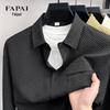 FAPAI Men's Bubble Grid Long Sleeve Casual Shirt