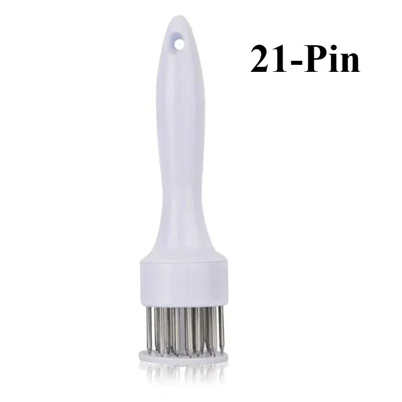 16/21-Pin Stainless Steel Meat Tenderizer – Round Steak Needle for Tenderizing Pork, Ribs, and More – Essential Kitchen Tool