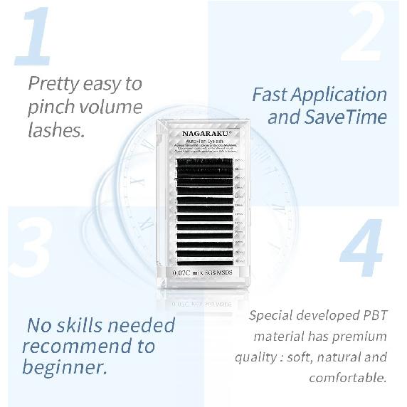 NAGARAKU Fast Shipping Easy Fan Auto Eyelash Extension Supplies Handing Making Fast Bloom Flowering Pre-bonded Lashes Volume