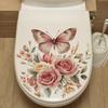 Butterfly Rose Toilet Wall Sticker Self-Adhesive Removable Waterproof for Bathroom Romantic Home Decor Art