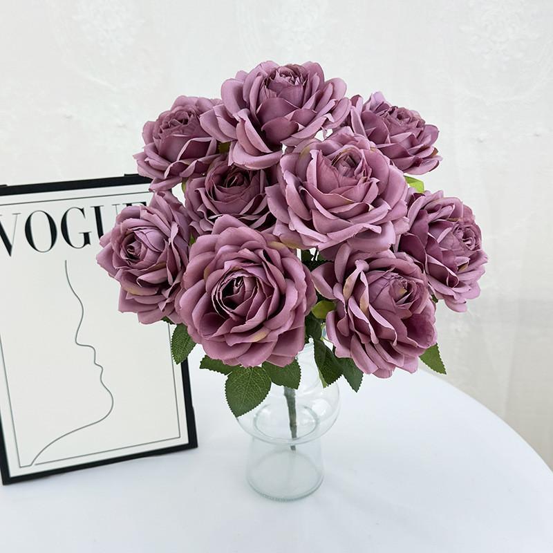 Rose Bridal Wedding Decor Artificial Silk Flower Bouquet For Home Stage Events