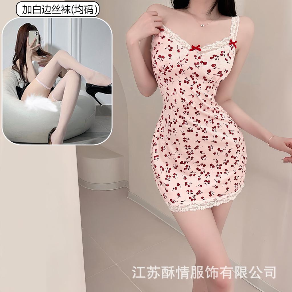Sex lingerie pure desire cherry sexy women's bed small chest plus chest pad passion uniform seduction suit
