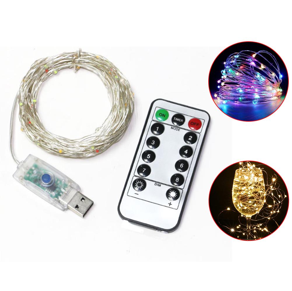 10M 100 LEDs Fairy Lights USB Plug In with Timer Remote Dimmable uygun