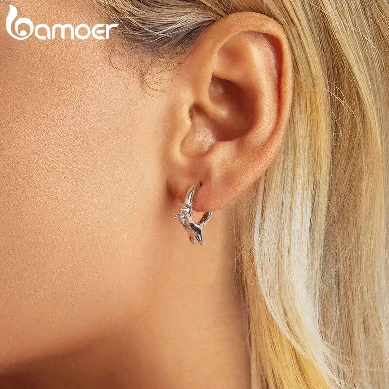 Argento Sterling 925 Gatto Orecchini A Cerchio Argento Sterling 925 Con Gattino - Mini Huggie, Regalo Donna Gioielli Donna Regalo Elegante